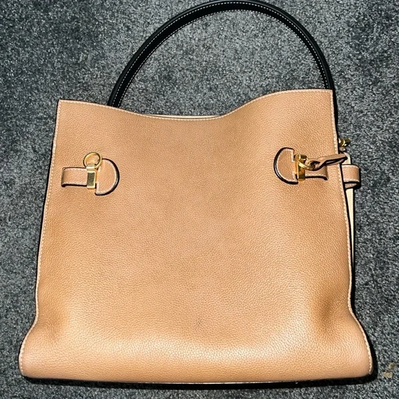 Tory Burch Brown Leather Shoulder Bag with Black Handles - Picture 9 of 16